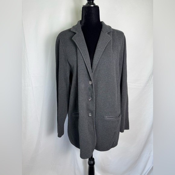 Lauren Ralph Lauren 2X Gray Slit Pocket Cotton Single Breasted Blazer Jacket - Picture 1 of 7